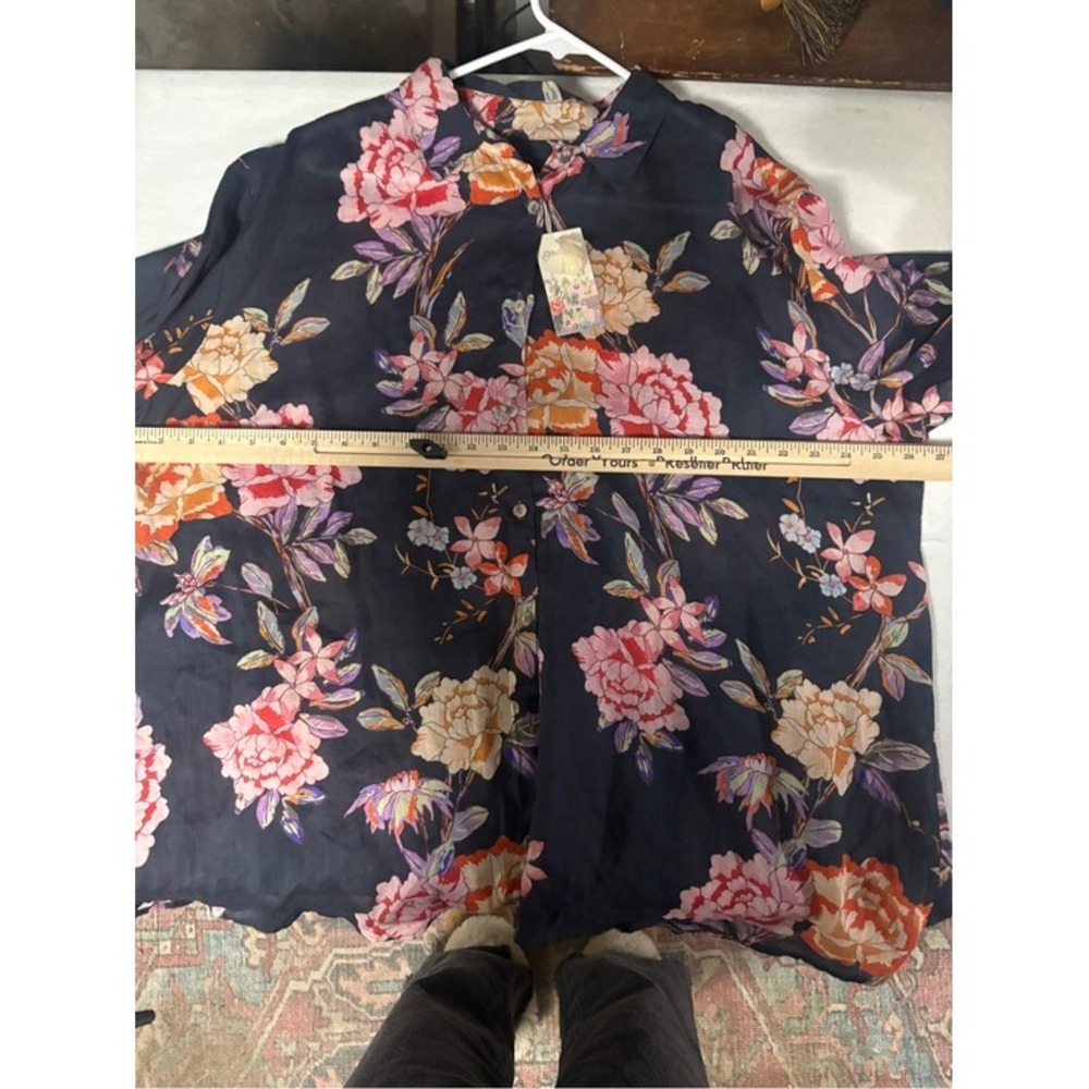Johnny Was Workshop NWT Ramie Floral Button Up Blouse XL * - Picture 11 of 12